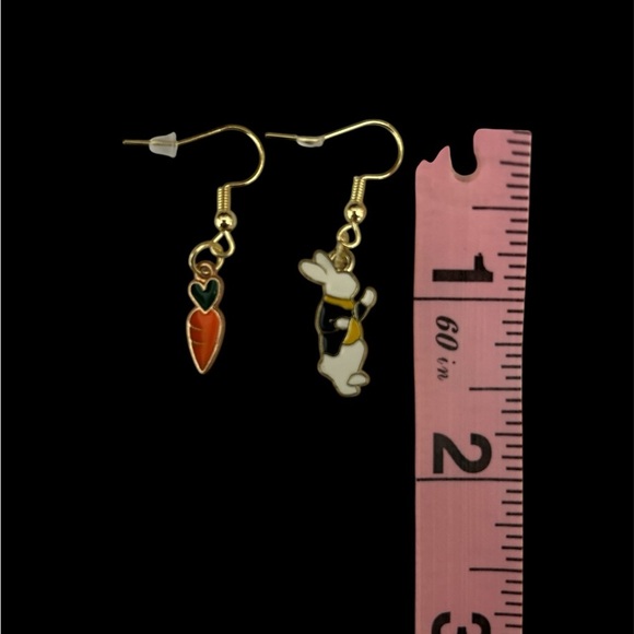 Gold Bunny and Carrot Earrings - Picture 3 of 3